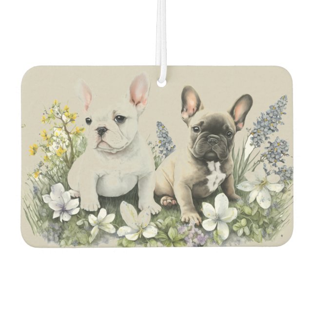 Frenchie Puppies Car Air Freshener (Front)