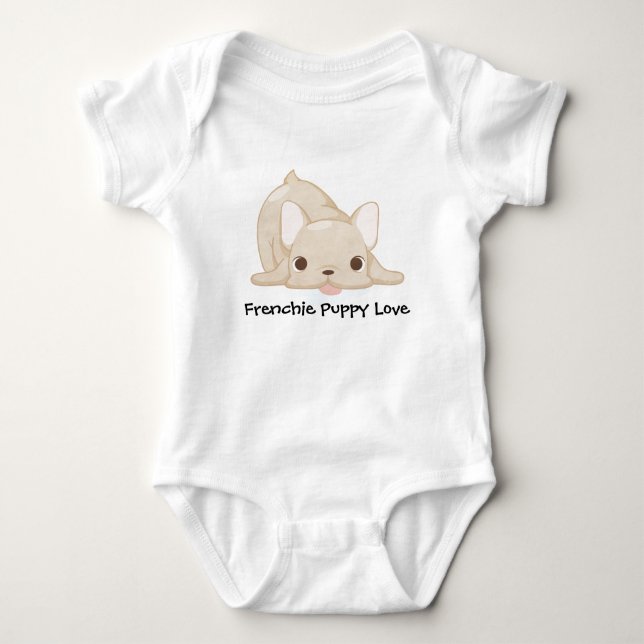 Frenchie Puppy Love Baby Bodysuit (Front)