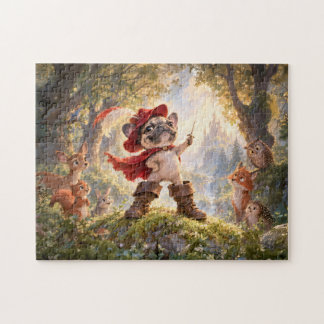 Frenchie Puss in Boots Forest Hero Jigsaw Puzzle