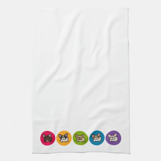 Frenchie Rainbow Tea Towel (Vertical)