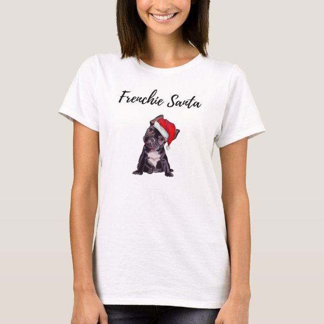 Frenchie Santa puppy T-Shirt (Front)