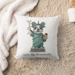 Frenchie Statue of Liberty Dog Lover Cushion