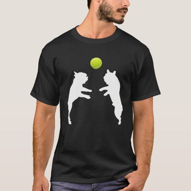 Frenchie Tennis French Bulldog Puppy Playing Ball T-Shirt (Front)