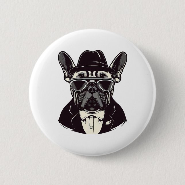 Frenchie The Gangster 6 Cm Round Badge (Front)