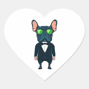 Frenchie The Gangster Heart Sticker