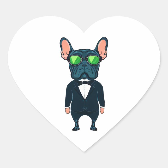 Frenchie The Gangster  Heart Sticker (Front)