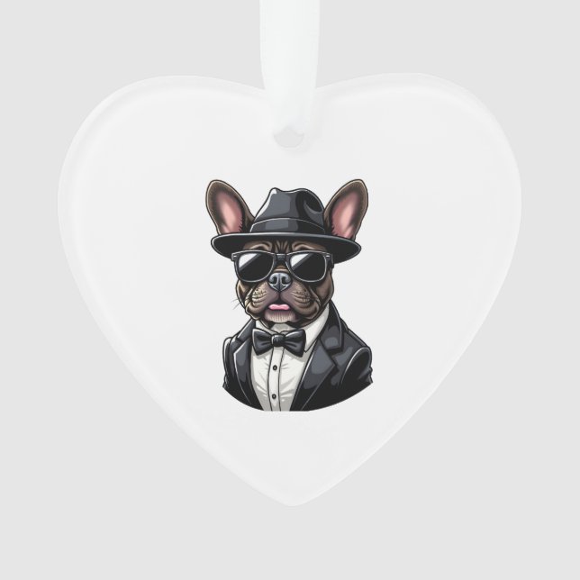 Frenchie The Gangster Ornament (Front)