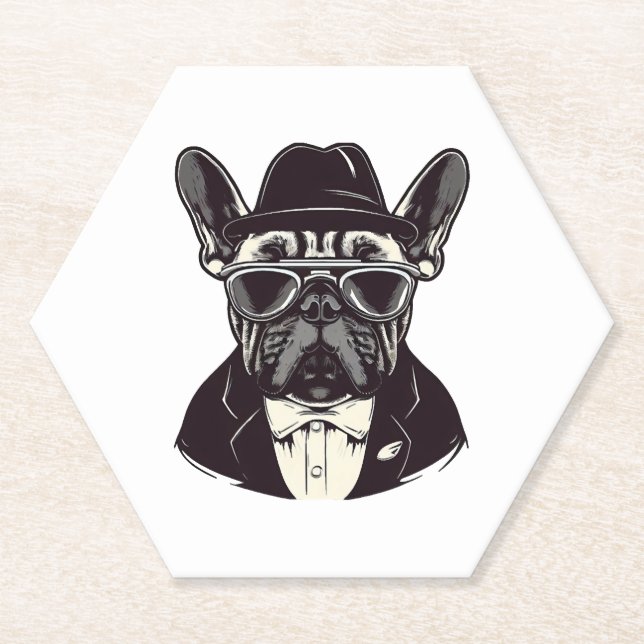 Frenchie The Gangster Paper Coaster (Front)