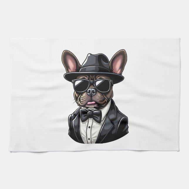 Frenchie The Gangster Tea Towel (Horizontal)