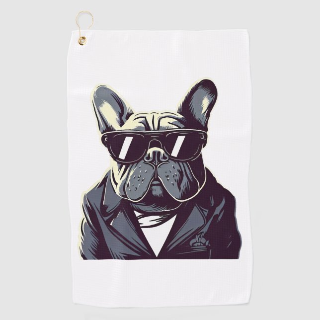 Frenchie The Party Man Golf Towel (Front)