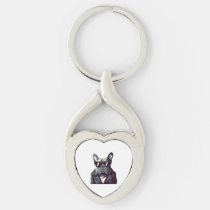 Frenchie The Party Man Key Ring
