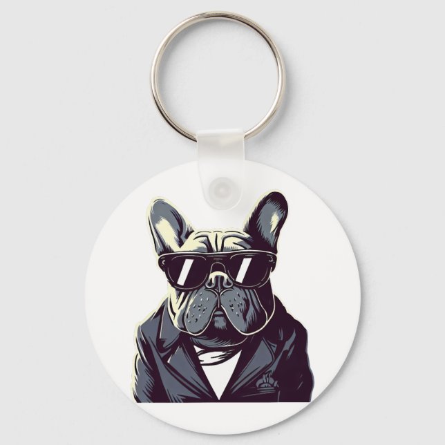 Frenchie The Party Man Key Ring (Front)