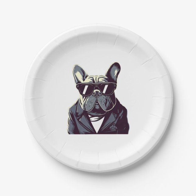 Frenchie The Party Man Paper Plate (Front)