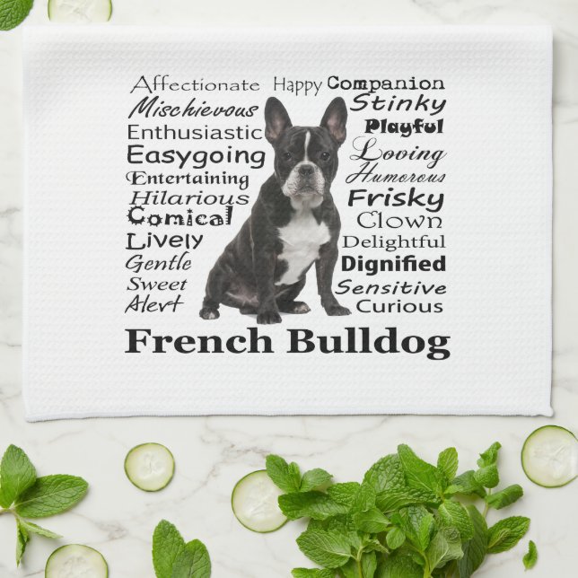 Frenchie Traits Kitchen Towel (Folded)