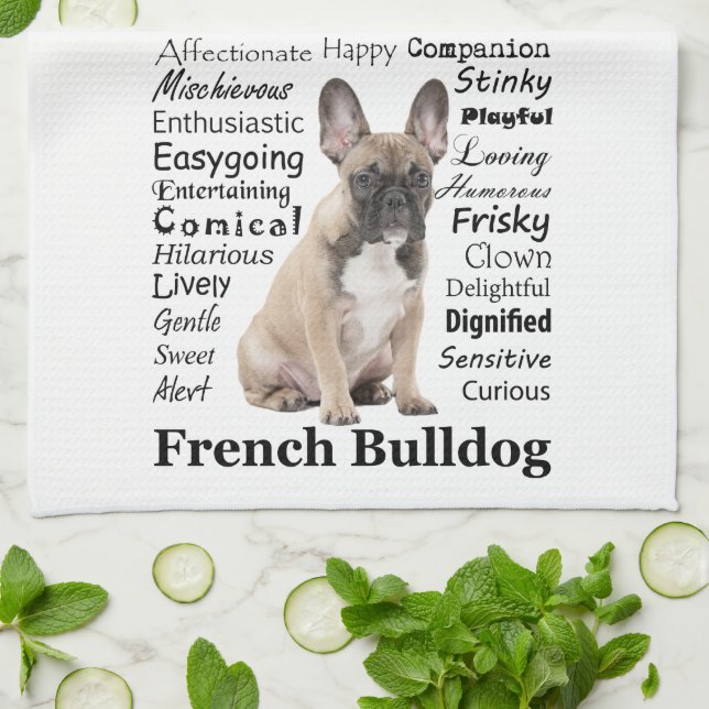 Frenchie Traits Kitchen Towel (Folded)