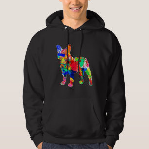Frenchie Trippy Watercolor Colourful Psychedelic Hoodie