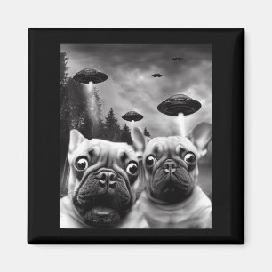 Frenchie UFO Selfie - Funny French Bulldog Alien Magnet