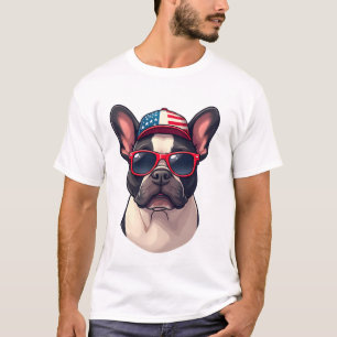 Frenchie Wearing USA Colors (3) T-Shirt