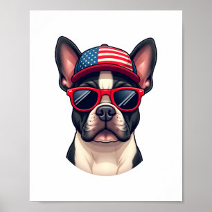 Frenchie Wearing USA Colors (4) Poster