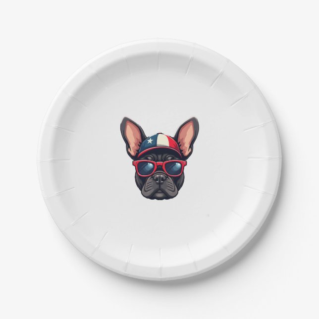Frenchie Wearing USA Colours (5) Paper Plate (Front)