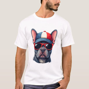 Frenchie Wearing USA Colours T-Shirt