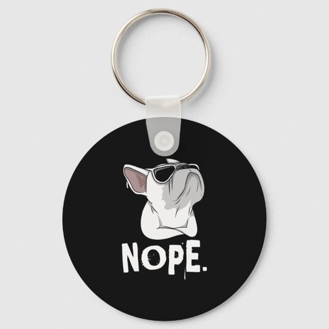 Frenchie White French Bulldog  Key Ring (Front)