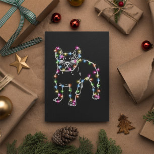Frenchie With Christmas Lights Merry Christmas Postcard
