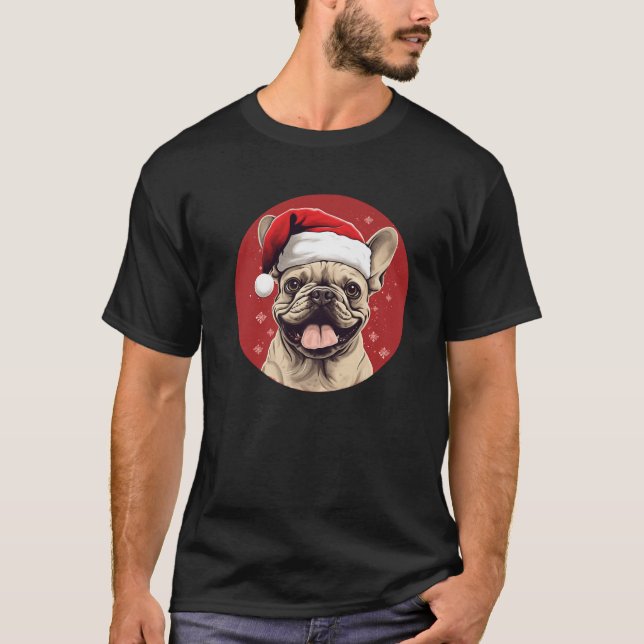 Frenchie Xmas French Bulldog Mum Dad Dog Lovers Ch T-Shirt (Front)