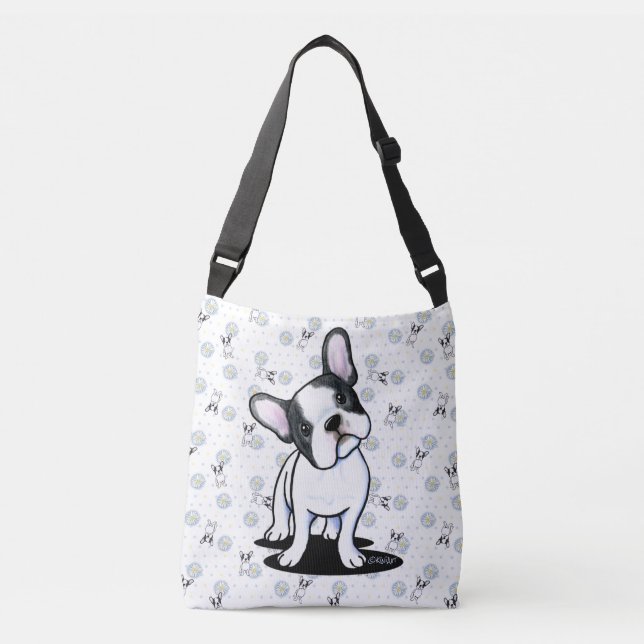 Frenchies and Daisies Art Crossbody Bag (Front)