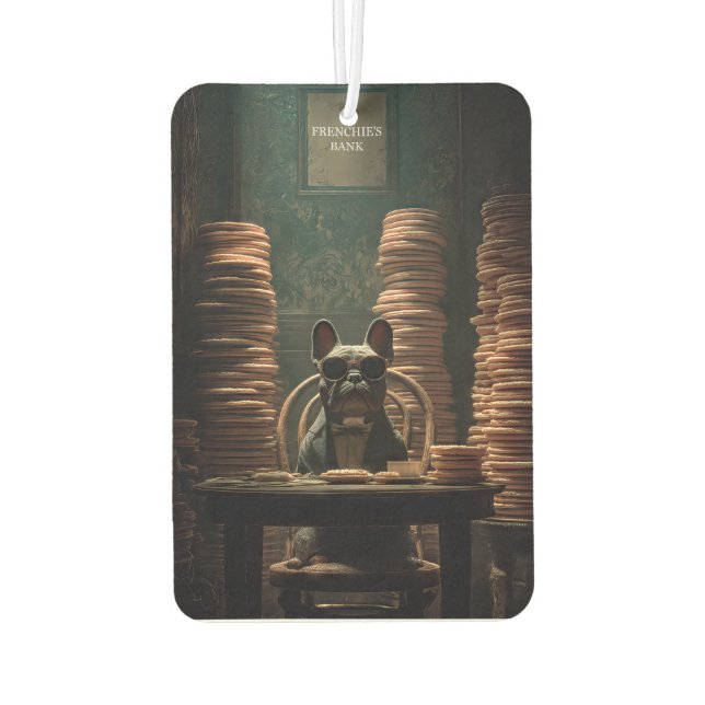 Frenchie's Bank: Biscuit Baron Art Print Car Air Freshener (Back)