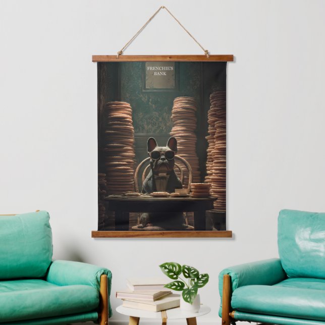 Frenchie's Bank: Biscuit Baron Art Print Hanging Tapestry (Living Room)