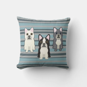 Frenchies Blue Striped Cushion
