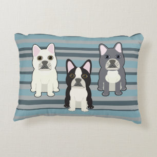 Frenchies Blue Striped Decorative Cushion