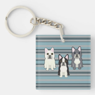 Frenchies Blue Striped Key Ring