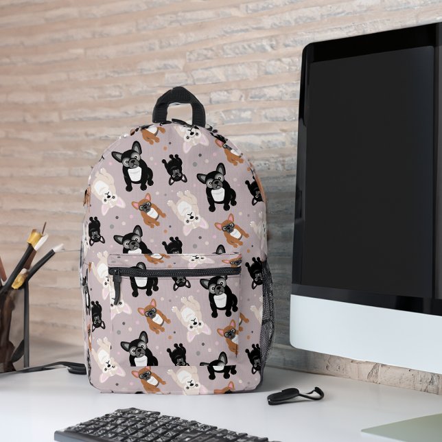 Frenchies Cute French Bulldog Pattern Printed Backpack (Creator Uploaded)