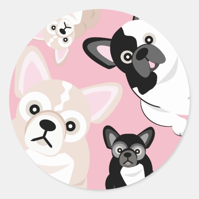 Frenchies French Bulldog Birthday Classic Round Sticker (Front)