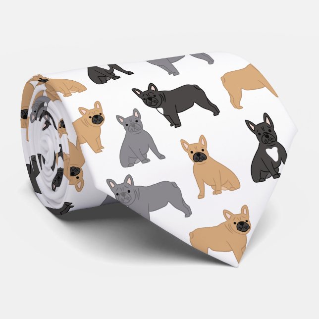 Frenchies French Bulldog - Pick Your Colour! Tie (Rolled)