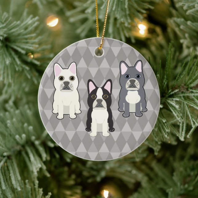 Frenchies Gray Diamonds Ceramic Tree Decoration (Tree)