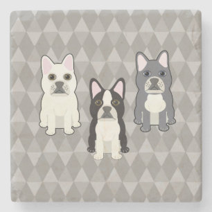 Frenchies Gray Diamonds Stone Coaster