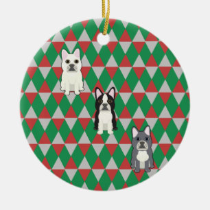 Frenchies Holiday Diamonds Ceramic Tree Decoration