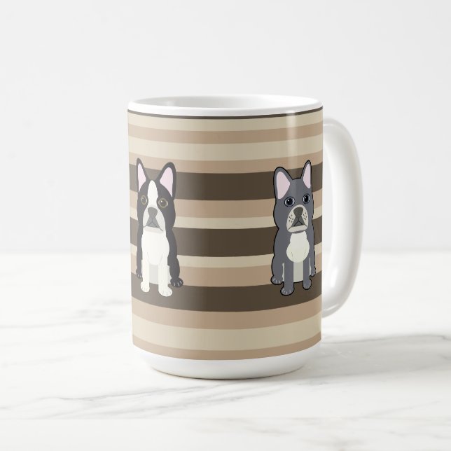 Frenchies Neutral Striped Coffee Mug (Front Right)