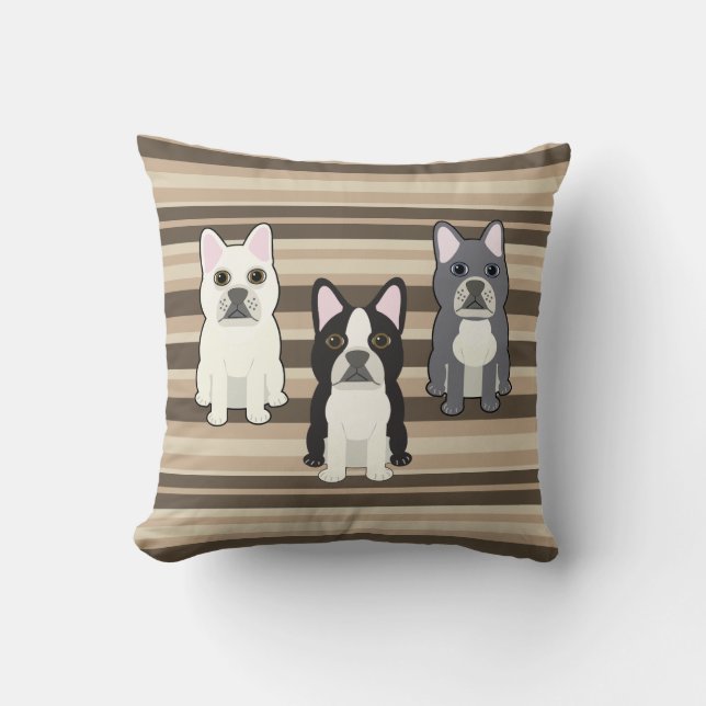 Frenchies Neutral Striped Cushion (Front)