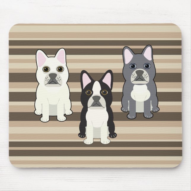 Frenchies Neutral Striped Mouse Mat (Front)