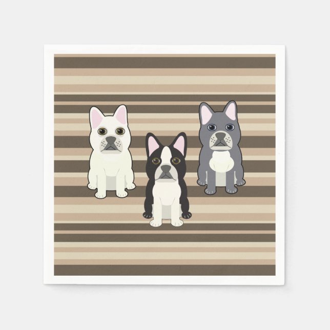 Frenchies Neutral Striped Napkin (Front)