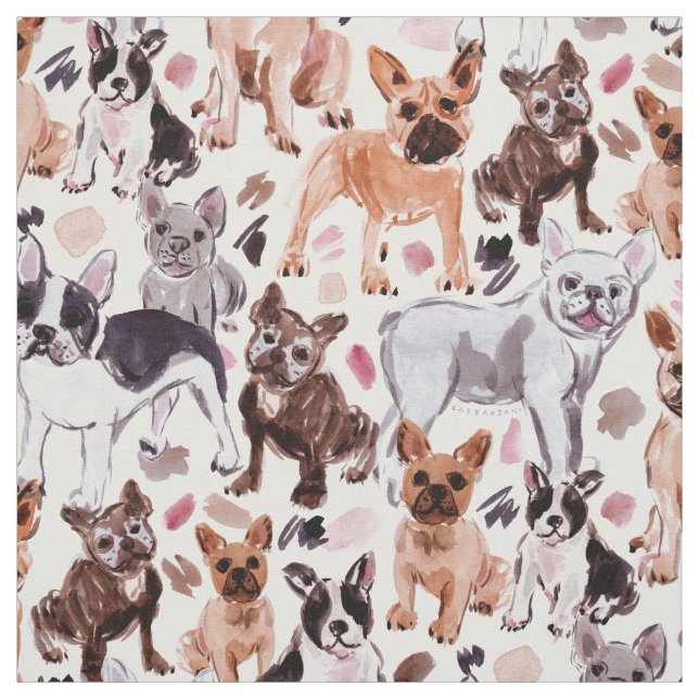 FRENCHIES Painterly Watercolor Dogs Fabric (Swatch)