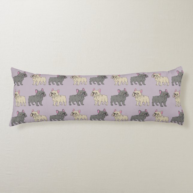 Frenchies, Purple Body Cushion (Front)