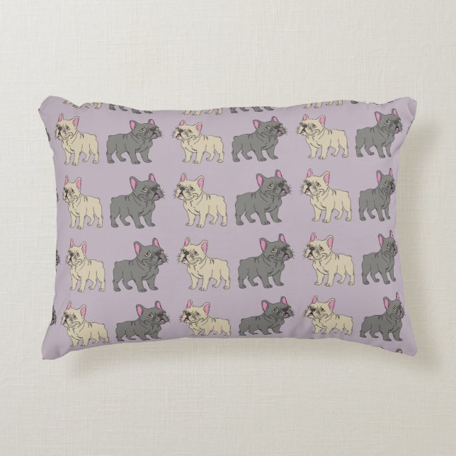 Frenchies, Purple Decorative Cushion (Front)