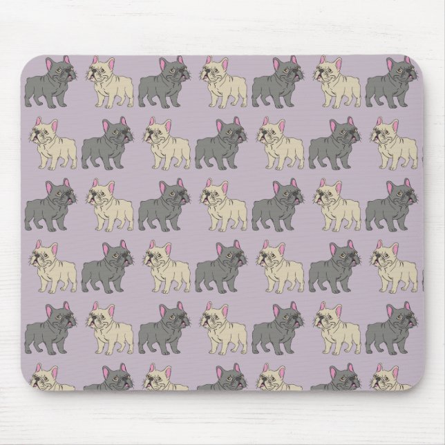 Frenchies, Purple Mouse Mat (Front)