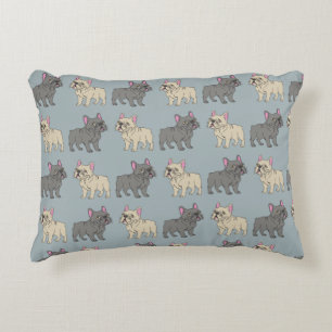 Frenchies, Smokey Blue Decorative Cushion