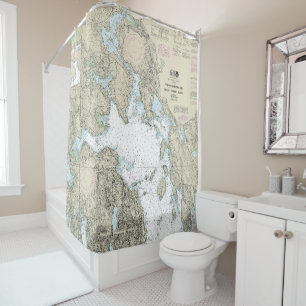 Frenchman Bay and Mount Desert Island Chart Shower Curtain